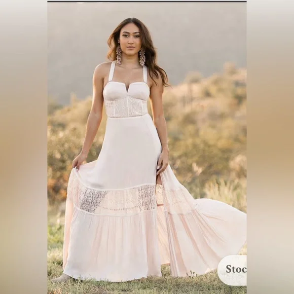 Joyfolie Cream Boho Maxi Dress - Picture 2 of 10